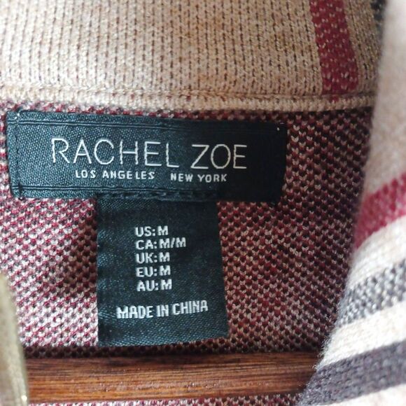 Rachel Zoe NWT Plaid Moto Jacket Sz M Zip Front Snap Pockets Red Beige Check - Picture 7 of 10